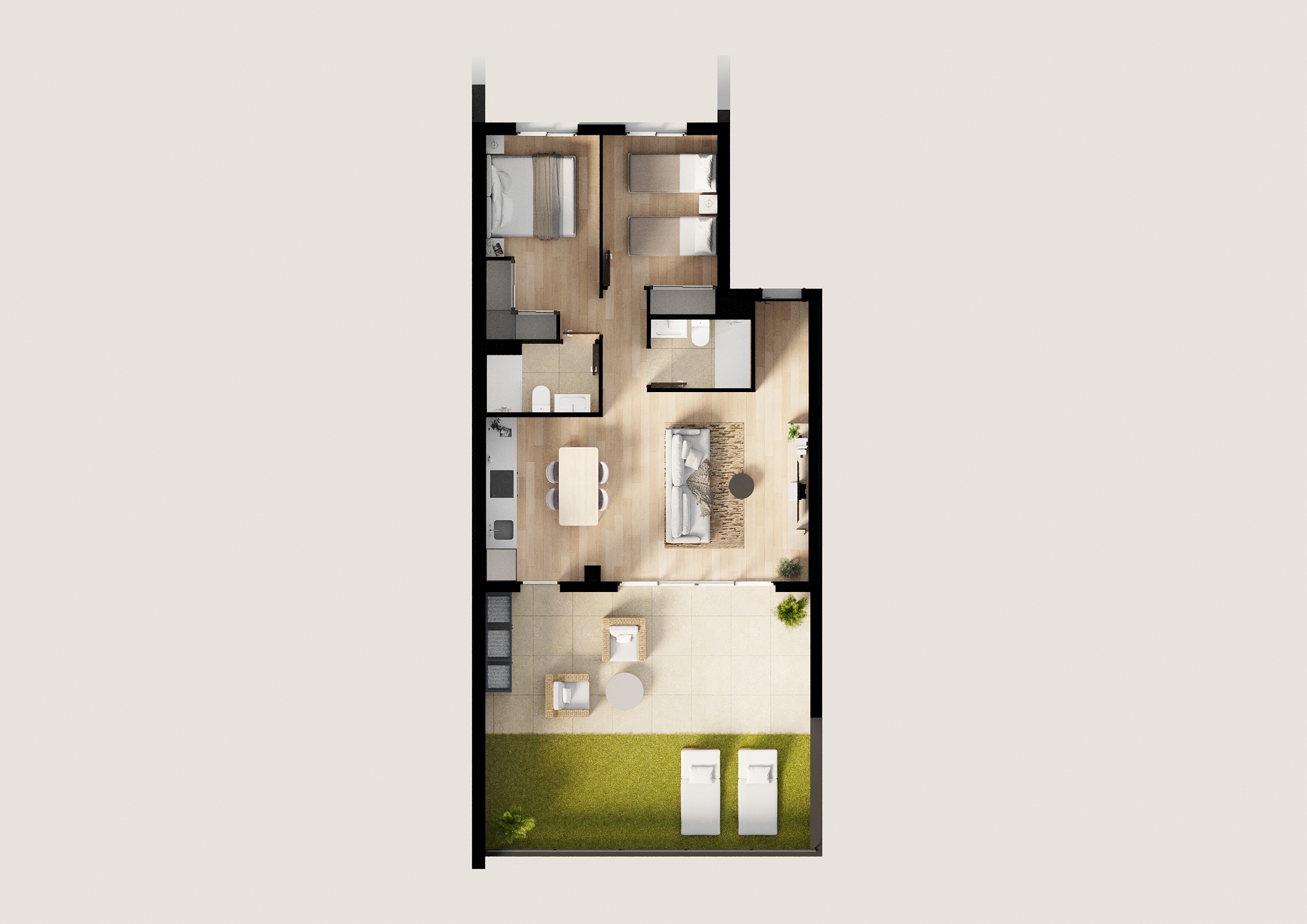 Piso de 2 dormitorios en venta en Finestrat en urbanizacion con piscina y jardin