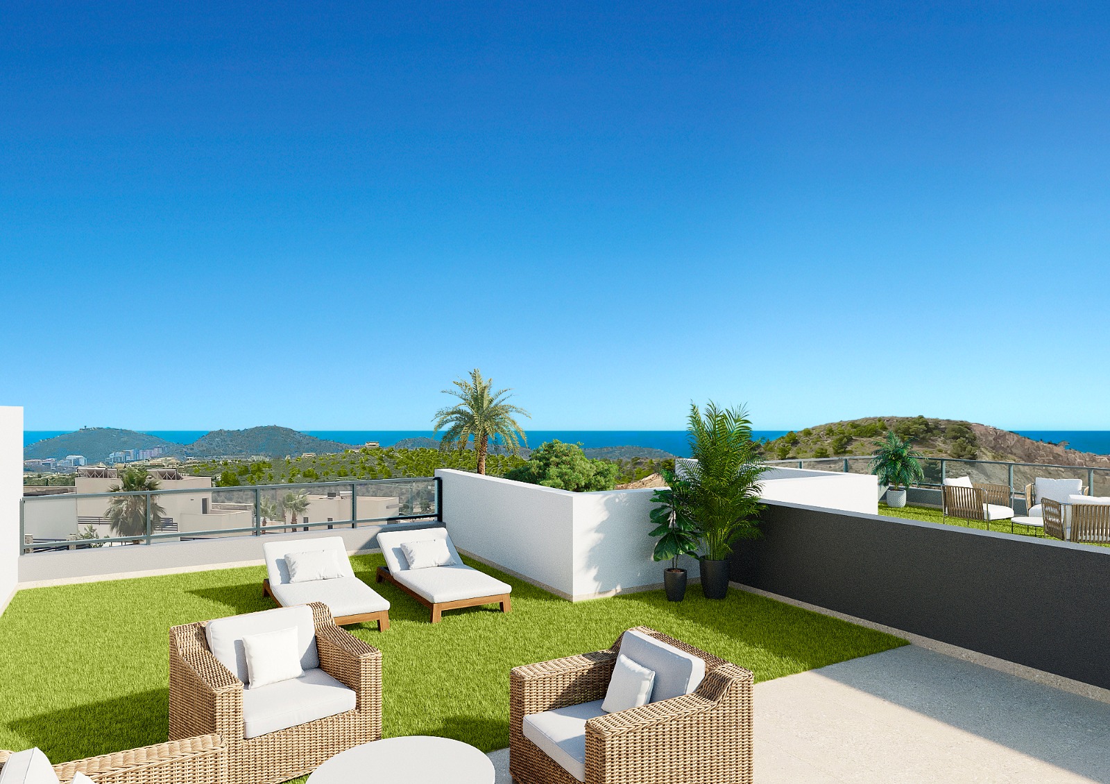 Piso de 3 dormitorios en venta en Finestrat en urbanizacion con piscina y jardin