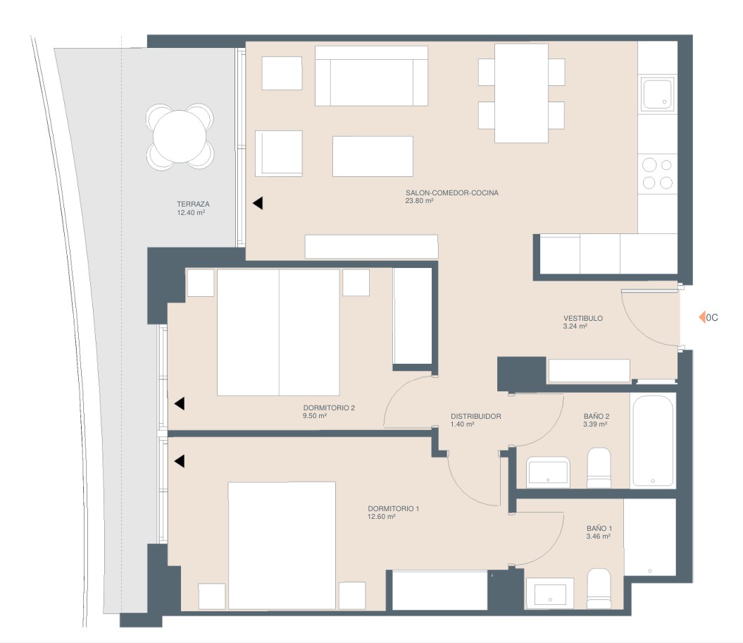 Moderno apartamento de dos dormitorios en venta en Javea